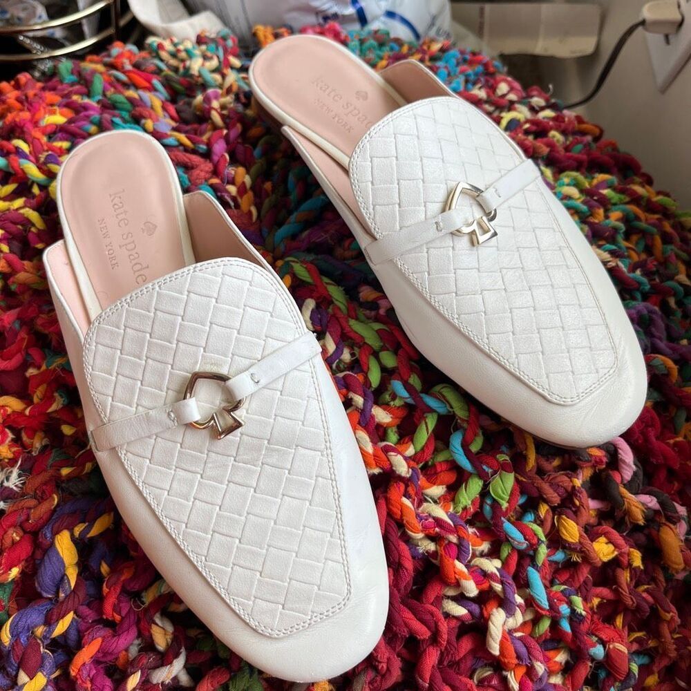 Kate Spade Colada Spade Preppy Mule Loafers Gold Hardware 8 Country Club